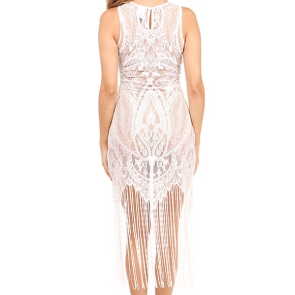 Lace Fringe Bodycon Dress Cover-Up - Picture 3 of 8